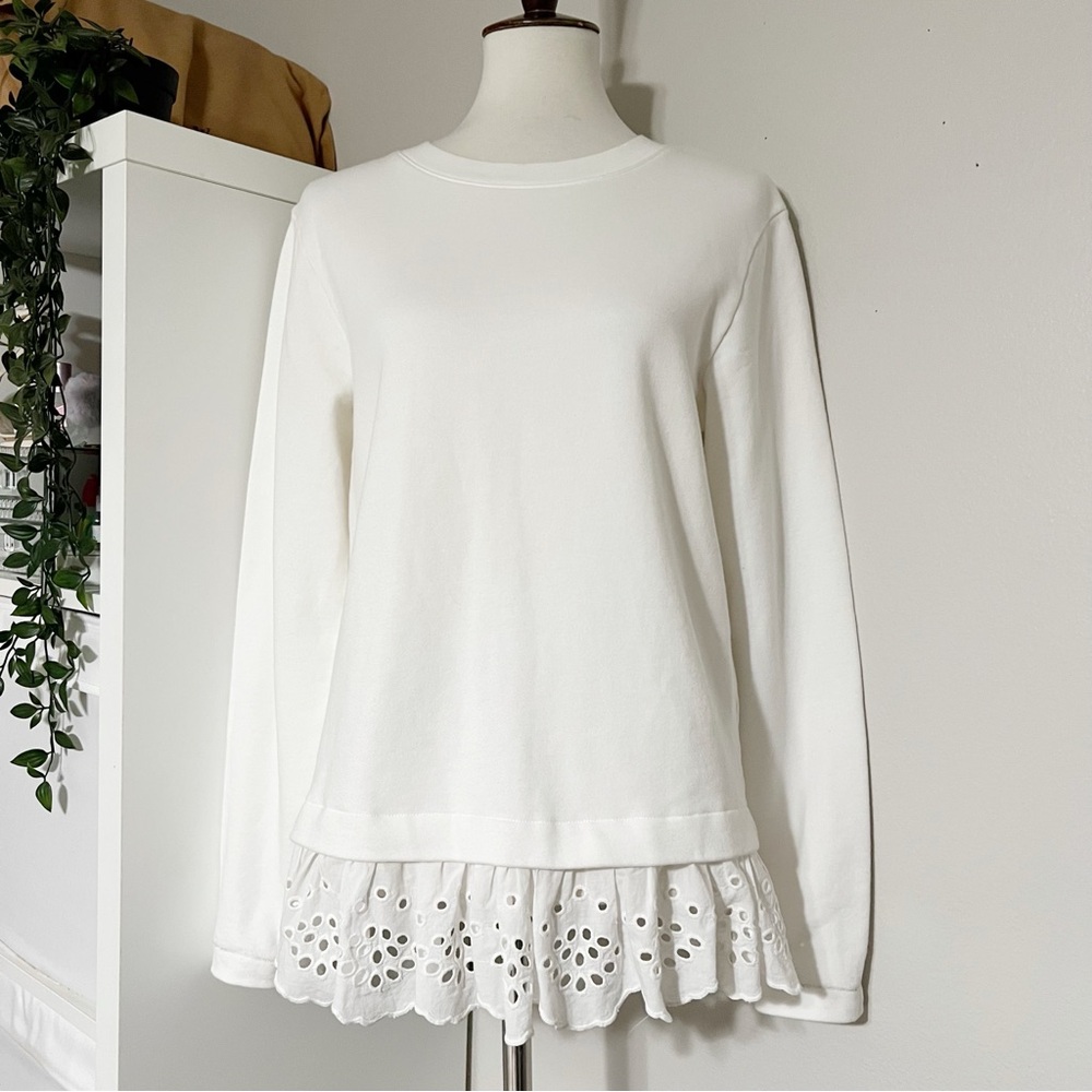 Banana Republic White Sweatshirt With Ruffle Hem